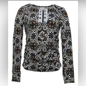 AmberNoon II by Dr. Erum Ilyas UPF 50+ Half-Zip Printed Rash Guard Large